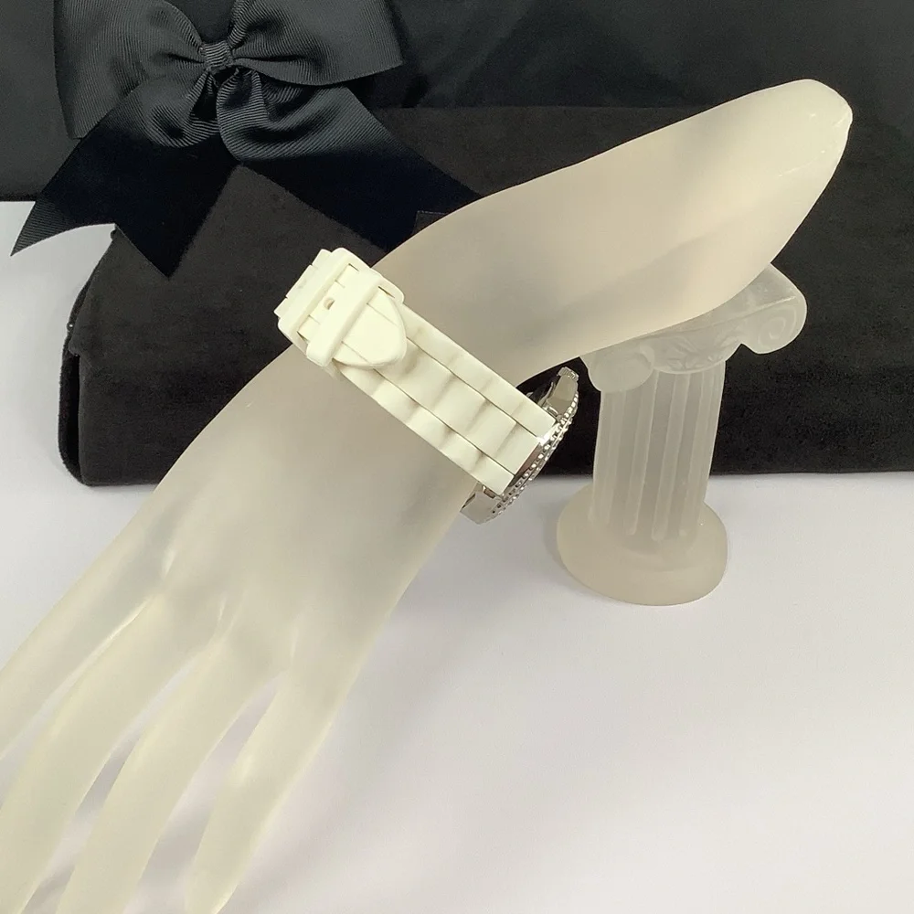 Accutime White Rhinestone Silicone Quartz Watch - Picture 14 of 14